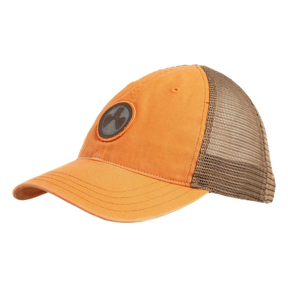 Adult Magpul Icon Patch Garment Washed Trucker Snapback Hat Orange/khaki - Image 2
