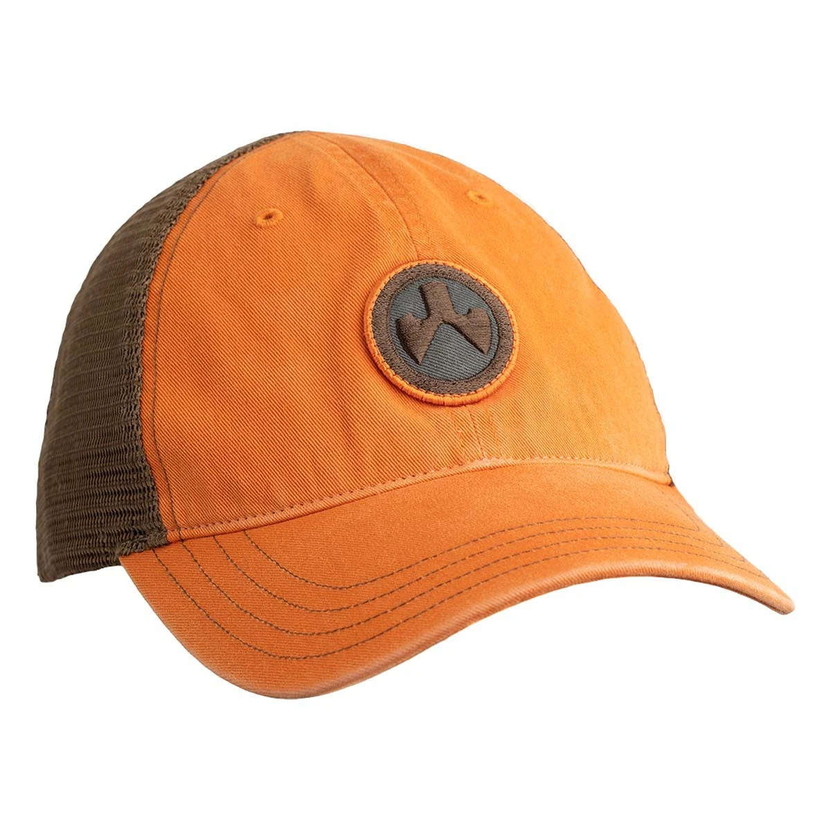 Adult Magpul Icon Patch Garment Washed Trucker Snapback Hat Orange/khaki - Image 6
