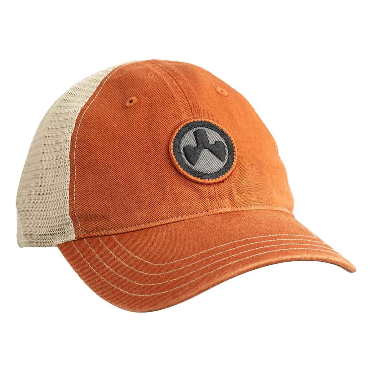 Adult Magpul Icon Patch Garment Washed Trucker Snapback Hat Orange/khaki - Image 8